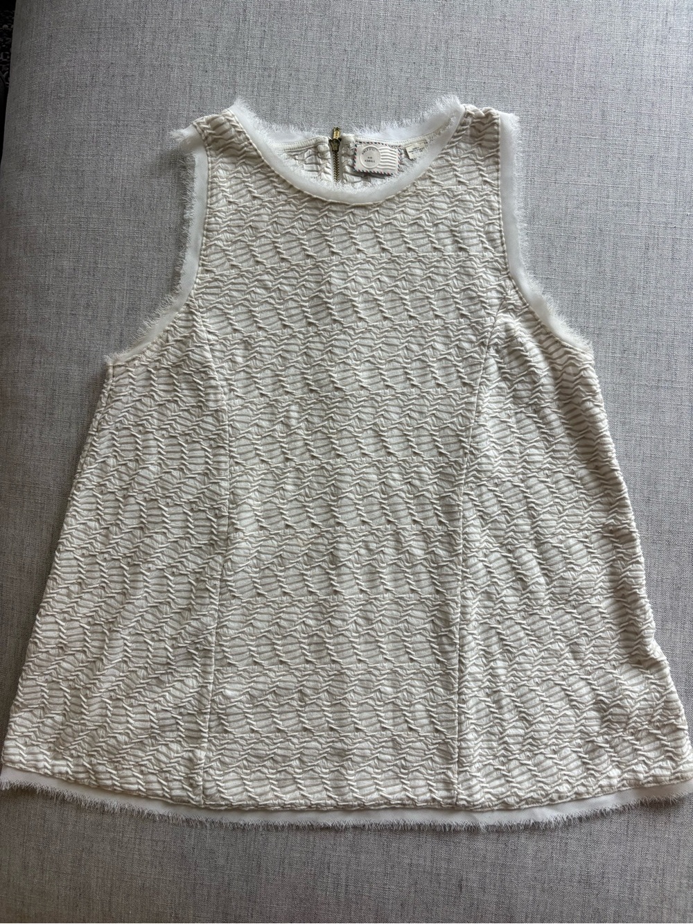 Anthropologie Cream Textured Sleeveless Tank
